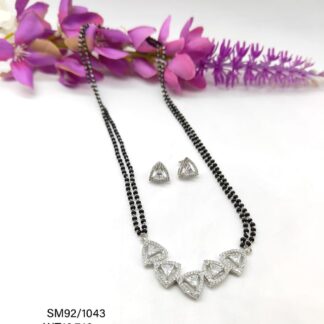 Solitaire Mangalsutra With Dashing Earring In Pure Silver