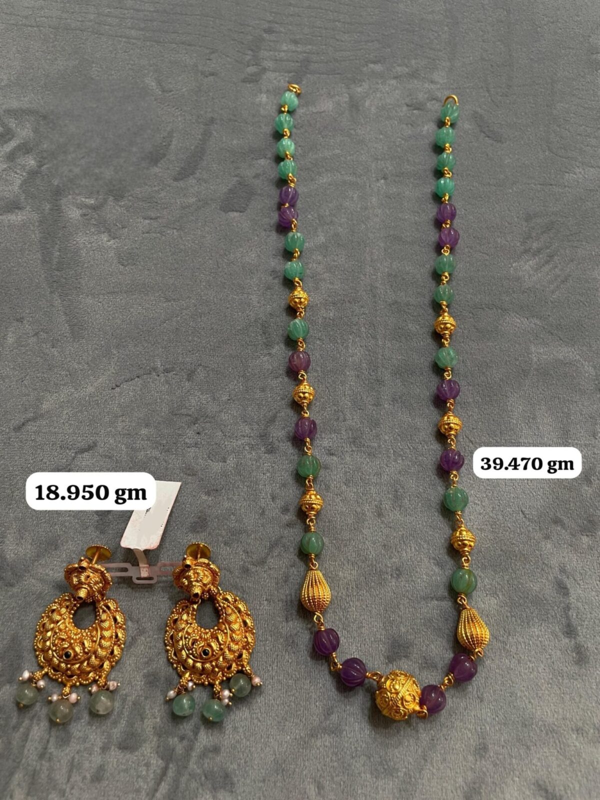 Temple Half Necklace With Earing in Pure Silver 925 BIS Hallmarked
