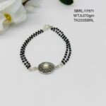 Ladies Black Beads Bracelet in Sterling Silver Pure 925 BIS Hallmarked