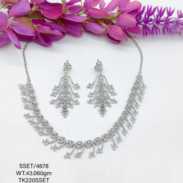 Stunning white Stone Necklace set in Sterling Silver 925
