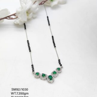Green Stone Mangalsutra  In Pure Silver
