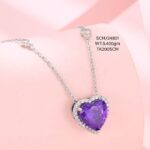Chain with Purple Heart Pendent in Sterling Silver 925