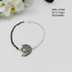 Black Beads Floral Bracelet in Sterling Silver Pure 925 Hallmarked