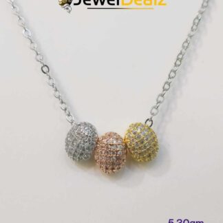 Tri Colour Chain Pendent in Sterling Silver Pure 925 BIS Hallmarked
