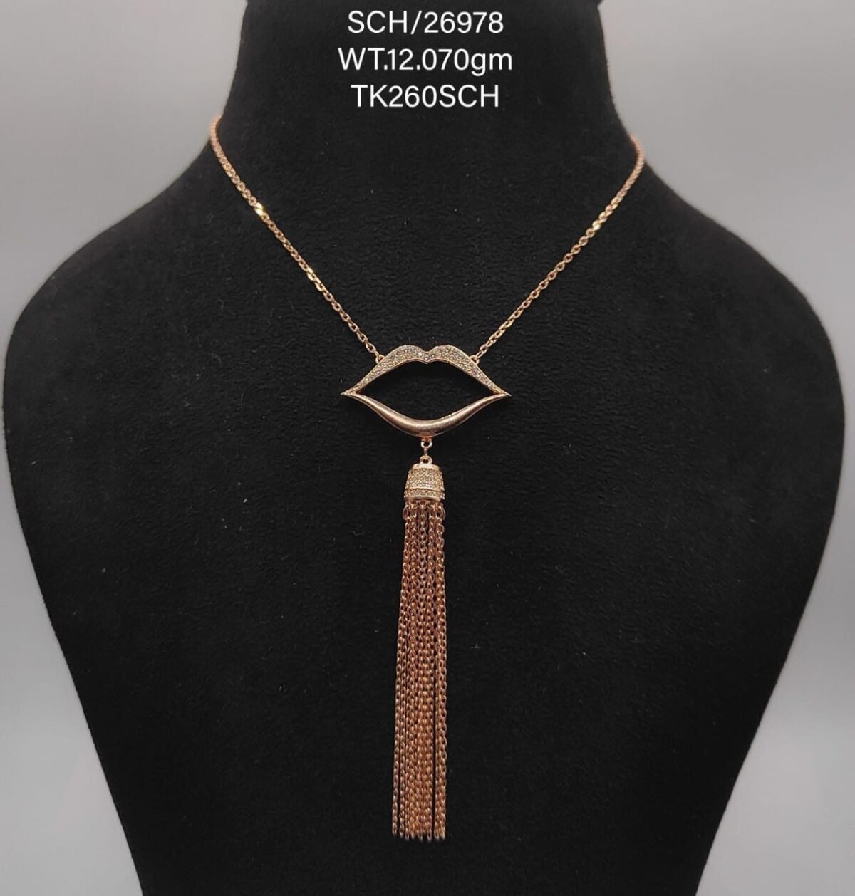 Elegant Long Chain With lip Pendent in Sterling Silver