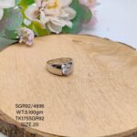 Solitaire Gents Ring in Sterling Silver Pure 925 BIS Hallmarked