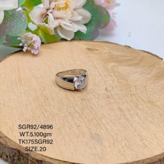 Solitaire Gents Ring in Sterling Silver Pure 925 BIS Hallmarked
