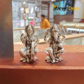 Lakshmi Ganesh Idol in Pure Silver 925 Hallmarked