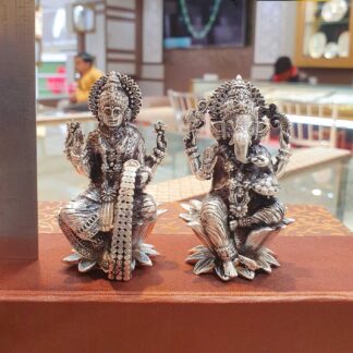 Lakshmi Ganesh Idol in Pure Silver 925 Hallmarked