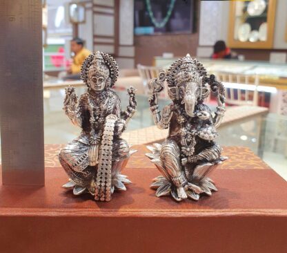 Lakshmi Ganesh Idol in Pure Silver 925 Hallmarked