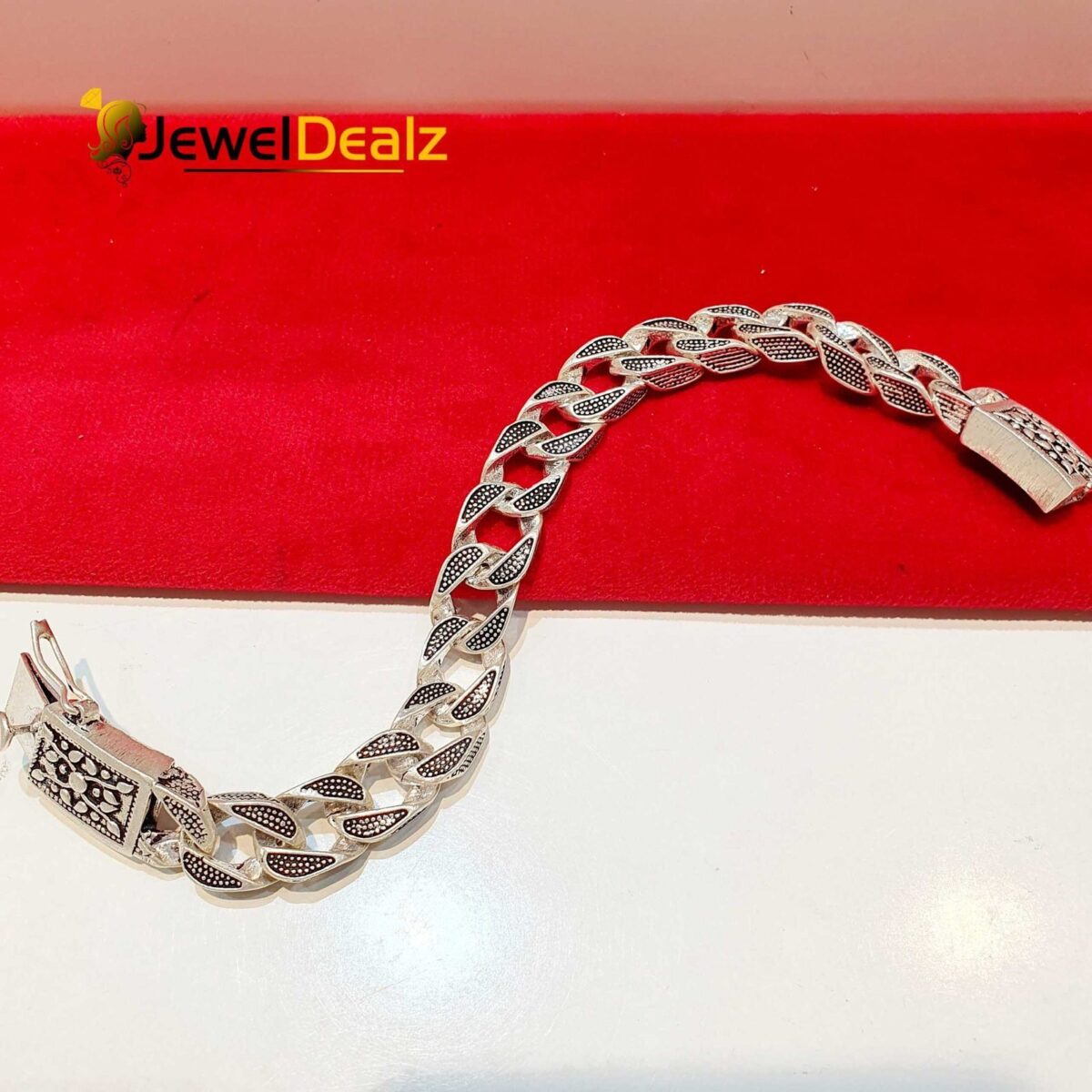 Gents Oxidized Curb Bracelet in Sterling Silver Pure 925 BIS Hallmarked - Image 3