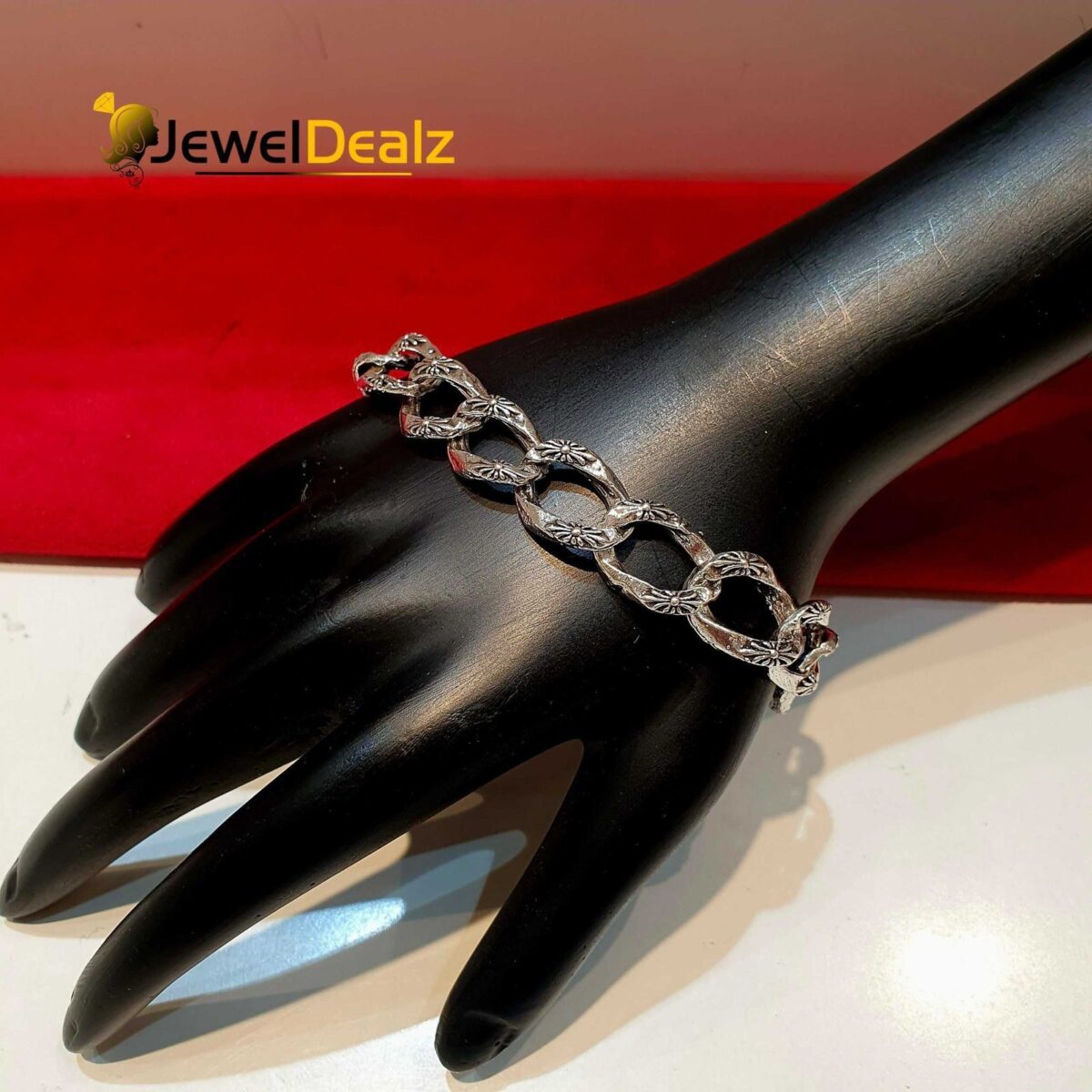 Gents Oxidized Link  Bracelet in Sterling Silver Pure 925 BIS Hallmarked
