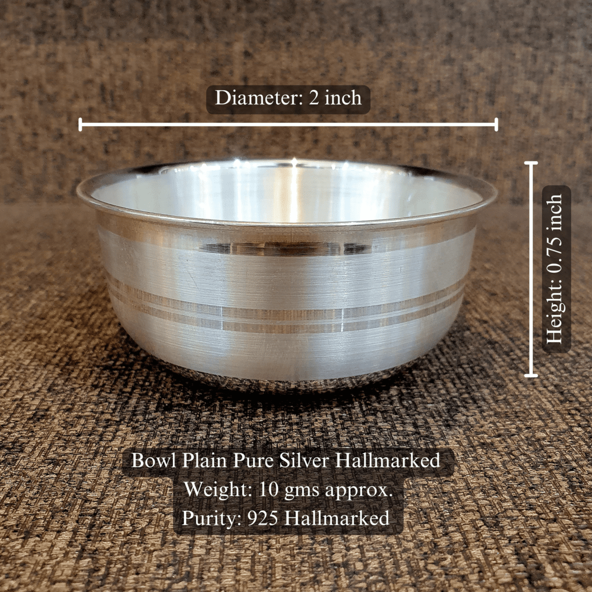 Splendor Bowl Plain Pure Silver 925 Hallmarked Diam:2inch Hei:0.75inch