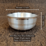 Religious Bowl Plain Pure Silver 925 Hallmarked Diam:4.5inch Hei:2inch