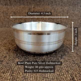 Religious Bowl Plain Pure Silver 925 Hallmarked Diam:4.5inch Hei:2inch