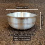 Shiny Bowl Plain Pure Silver 925 Hallmarked Diam:5inch Hei:2inch
