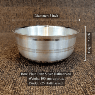 Shiny Bowl Plain Pure Silver 925 Hallmarked Diam:5inch Hei:2inch