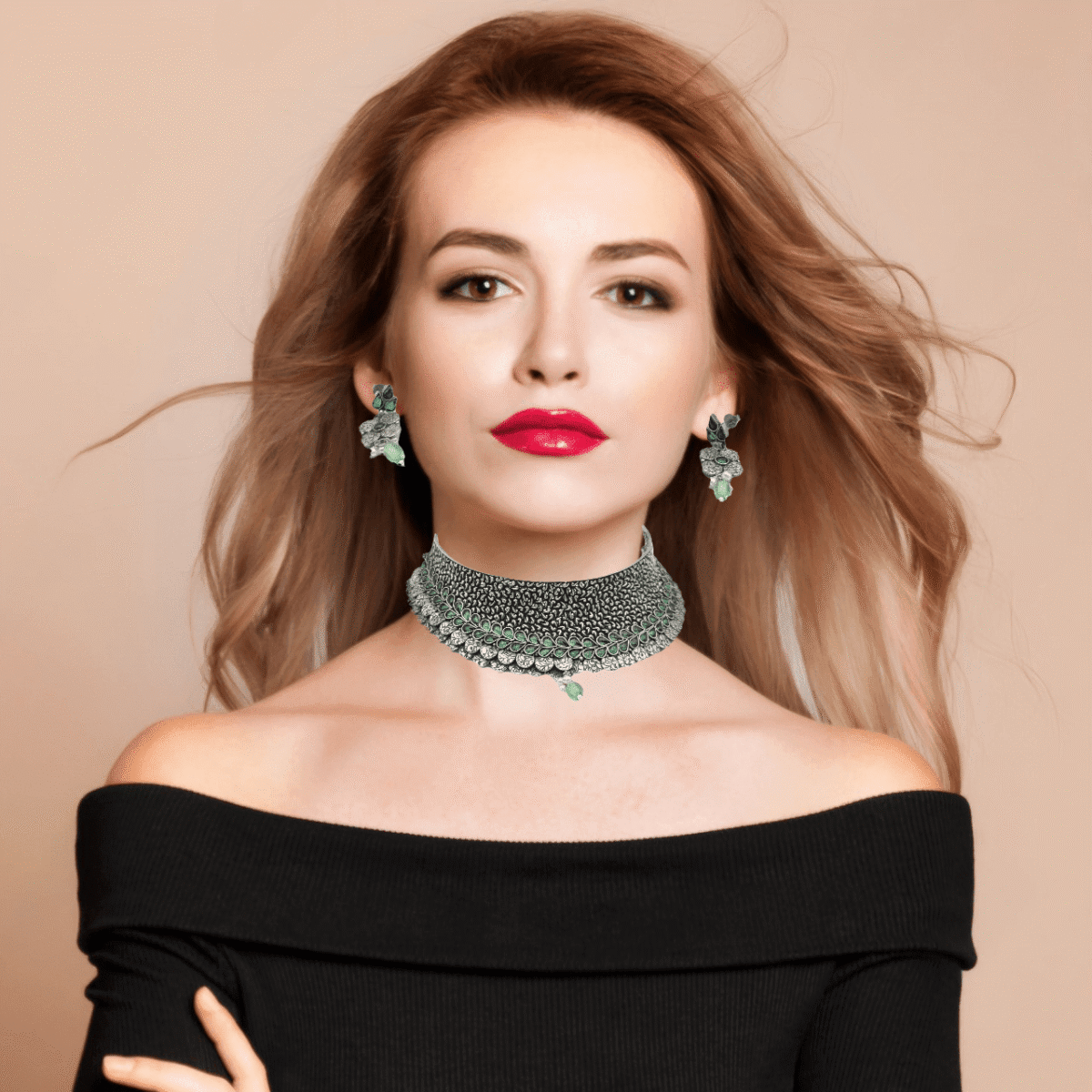 Choker Silver with Earrings in Pure Silver 925 BIS Hallmarked - Image 1