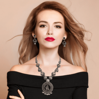 Long Silver Necklace with Earrings in Pure Silver 925 BIS Hallmarked