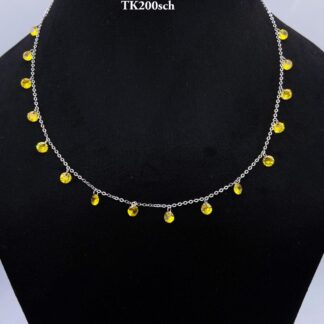 Vibrant Yellow Beads Necklace in Sterling Silver 925