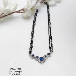 Blue Stone Mangalsutra  In Pure Silver