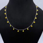 Vibrant Yellow Heart Beads Necklace in Sterling Silver 925