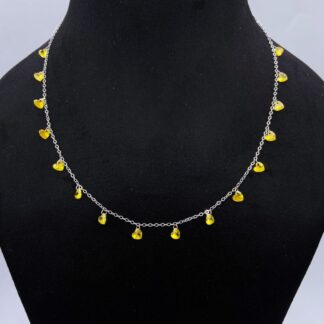 Vibrant Yellow Heart Beads Necklace in Sterling Silver 925