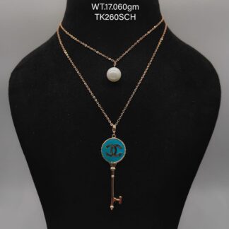 Dual Chain with key Pendent in Sterling Silver