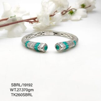 Ladies Vibrant Green Bracelet in Sterling Silver Pure 925 BIS Hallmarked