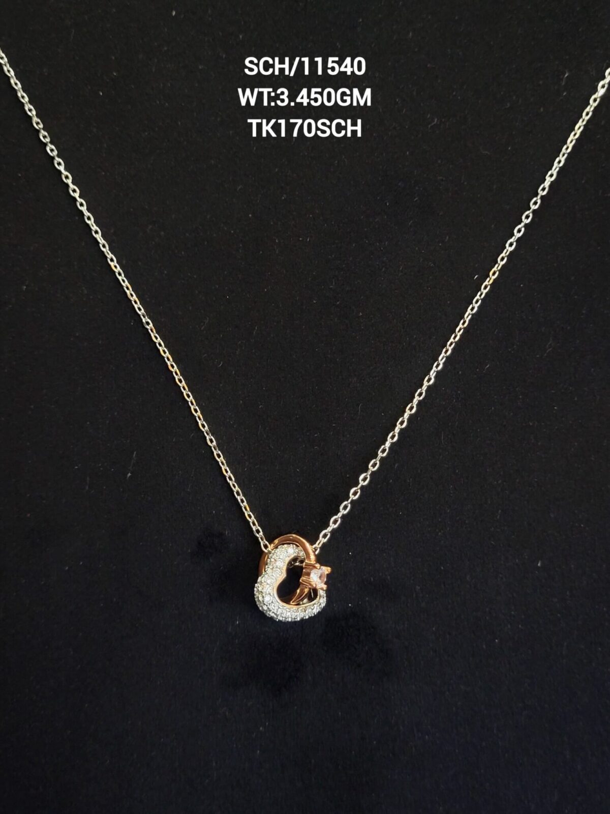 Chain with Charming Heart Pendent in Sterling Silver 925 - Image 1