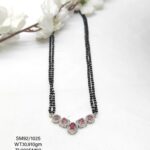Pink Stone Mangalsutra With Dashing Earring In Pure Silver