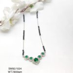 Green Stone Mangalsutra  In Pure Silver