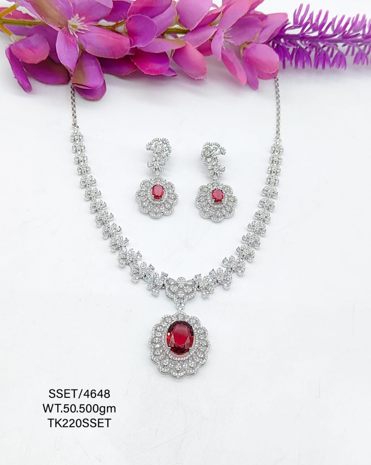 Stunning  Red Stone Necklace  set in Sterling Silver 925
