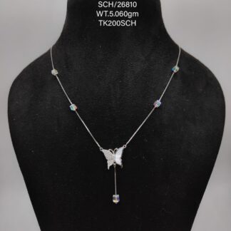 Luxurious Chain with Butterfly Pendant in Sterling Silver 925