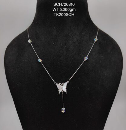 Luxurious Chain with Butterfly Pendant in Sterling Silver 925