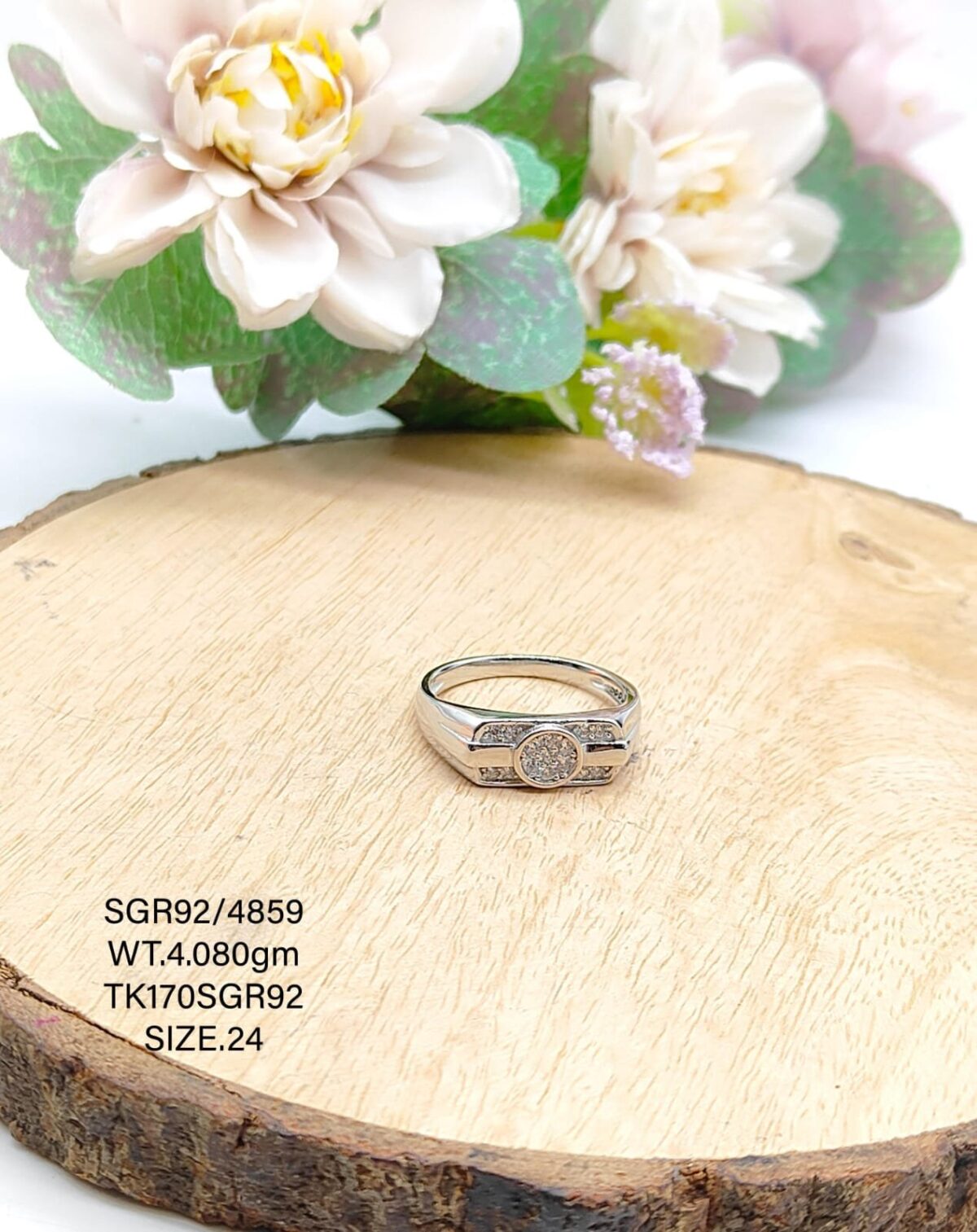 Solitaire Gents Ring in Sterling Silver Pure 925 BIS Hallmarked - Image 1