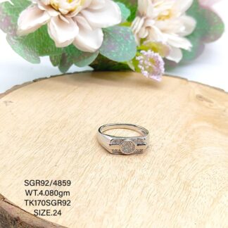Solitaire Gents Ring in Sterling Silver Pure 925 BIS Hallmarked
