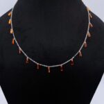 Vibrant Orange Beads Necklace in Sterling Silver 925