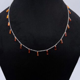 Vibrant Orange Beads Necklace in Sterling Silver 925