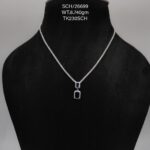 Chain with Blue & White Square Pendant in Sterling Silver 925