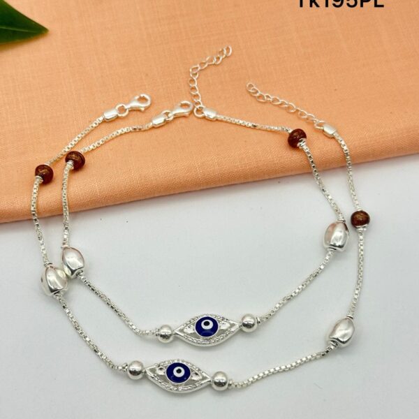Elegant Evil Eye Payal/Anklet in Pure 925 Silver BIS Hallmarked