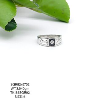 Black Stone Gents Ring in Sterling Silver Pure 925 BIS Hallmarked