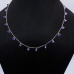 Vibrant Purple Heart Beads Necklace in Sterling Silver 925