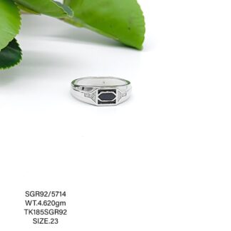 Black Stone Gents Ring in Sterling Silver Pure 925 BIS Hallmarked