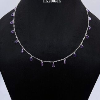 Vibrant Purple Beads Necklace in Sterling Silver 925