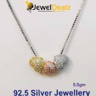 Tri Colour Chain Pendent in Sterling Silver Pure 925 BIS Hallmarked