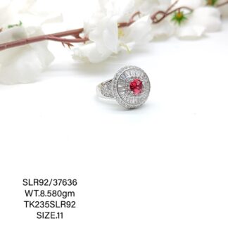 Stunning Red Stone Ladies Ring in Sterling Silver 925