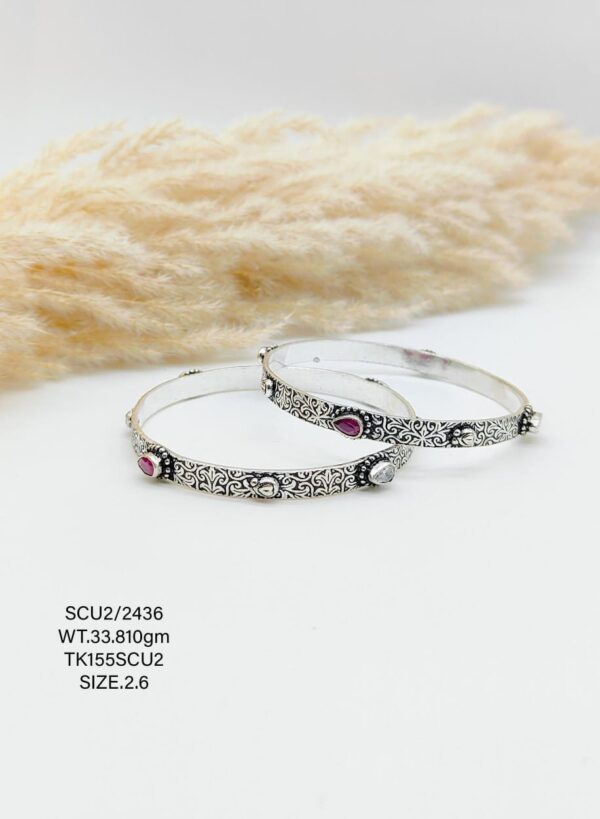 Casting Silver Bangles with Antique Touch 925 BIS Hallmarked