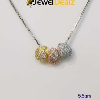 Tri Colour Chain Pendent in Sterling Silver Pure 925 BIS Hallmarked