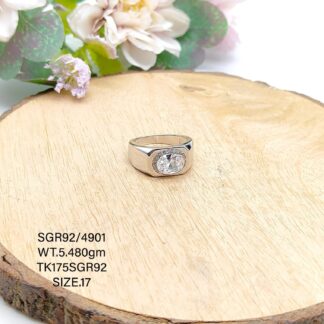 Solitaire Gents Ring in Sterling Silver Pure 925 BIS Hallmarked